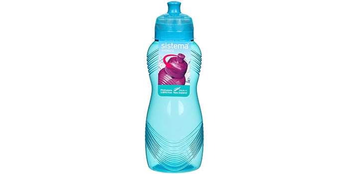 Dricksflaska med vågmönster - Ljusblå (600 ml)