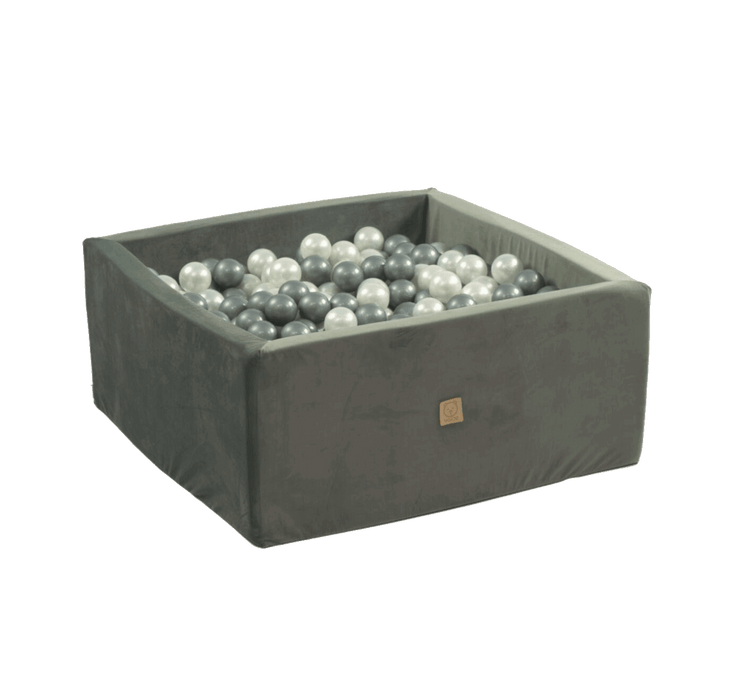 Bollbassäng, fyrkantig - grå, sammet (90x90x40x5cm)