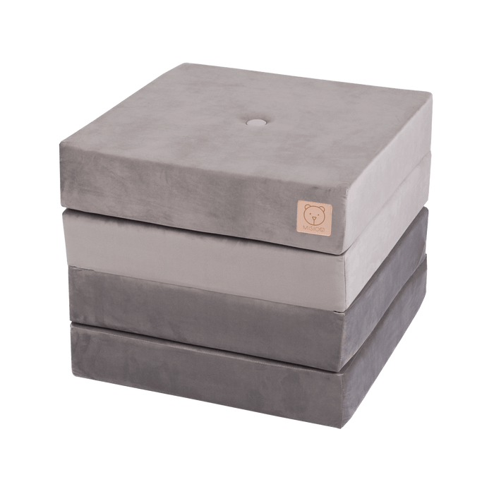 Fällbar madrass - grå, sammet (200x50x10cm)