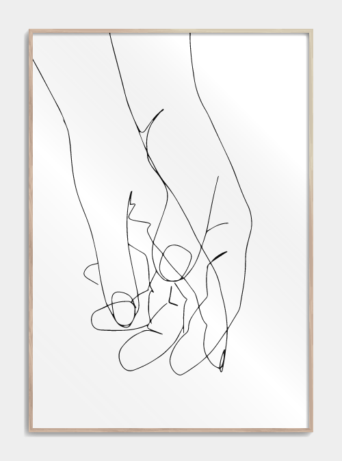 Håller händer i en rad affisch, M (50x70, B2)
