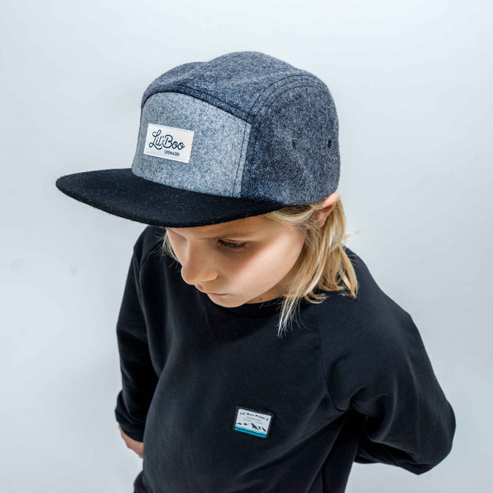 Keps, blockull 5-panel - Grå (Storlek L, 4-7 år)