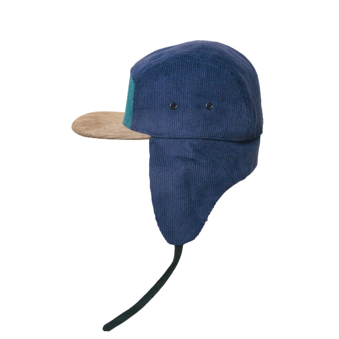 Keps, manchesterblock 5-panel med öron - Grön (Storlek M, 1,5-3 år)