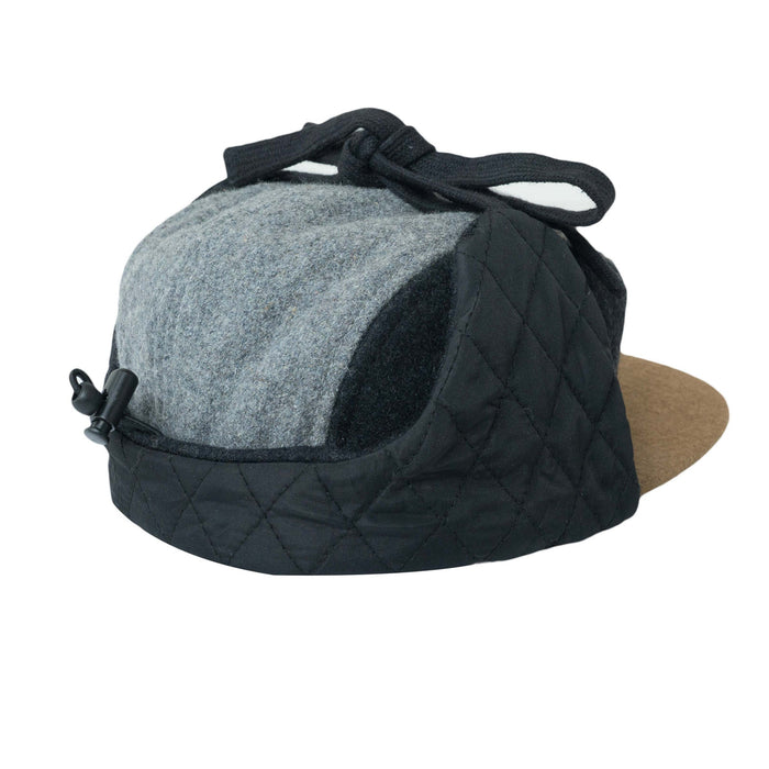 Keps, Ullblock 5-panel med öron - Grå/blå (Storlek L, 4-7 år)