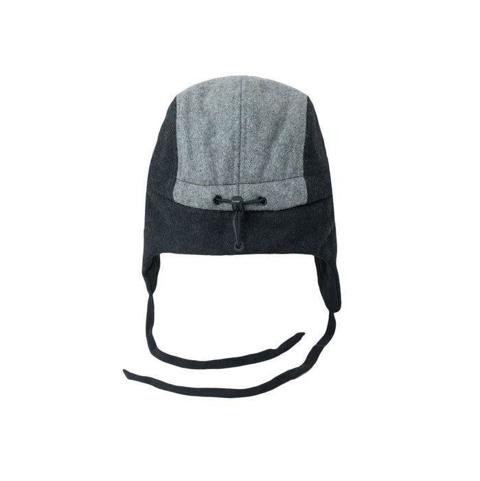 Keps, Ullblock 5-panel med öron - Grå/blå (Storlek L, 4-7 år)